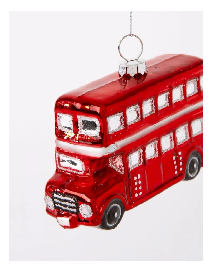 Heirloom Christmas Glass London Bus Ornament 10cm in Red image 4