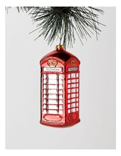Heirloom Christmas Glass London Telephone Box Ornament 11cm in Red