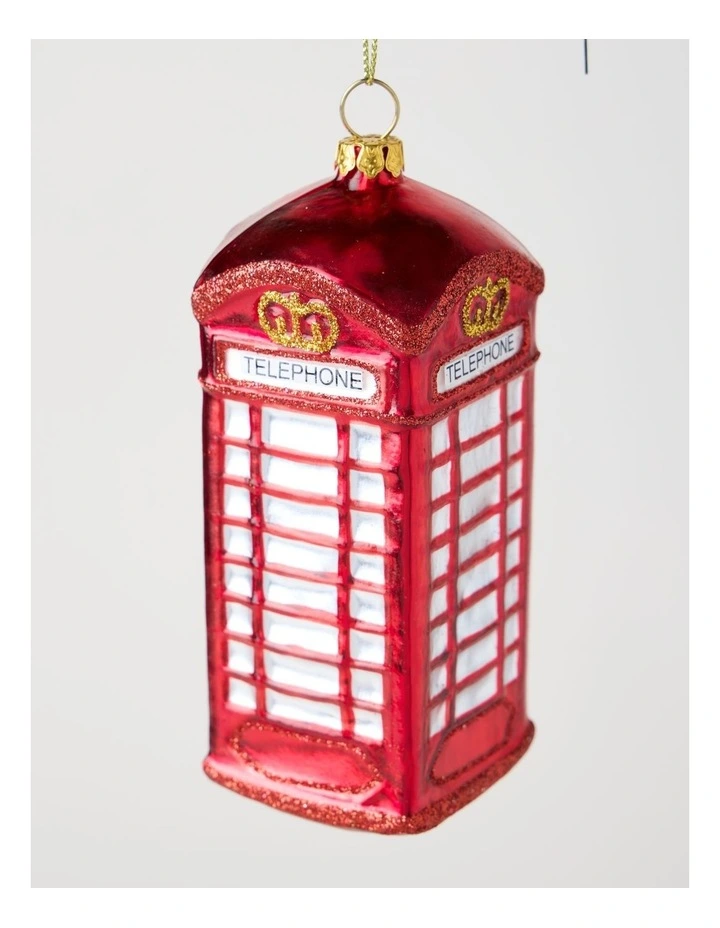 Heirloom Christmas Glass London Telephone Box Ornament 11cm in Red image 2