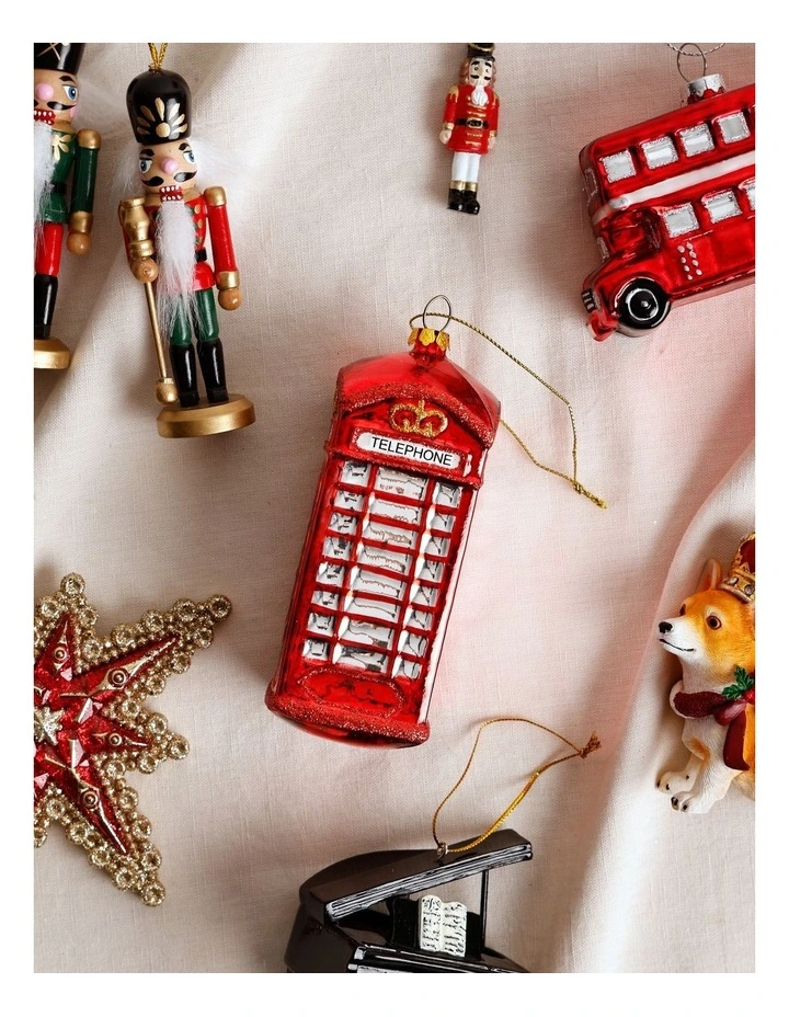 Heirloom Christmas Glass London Telephone Box Ornament 11cm in Red image 3
