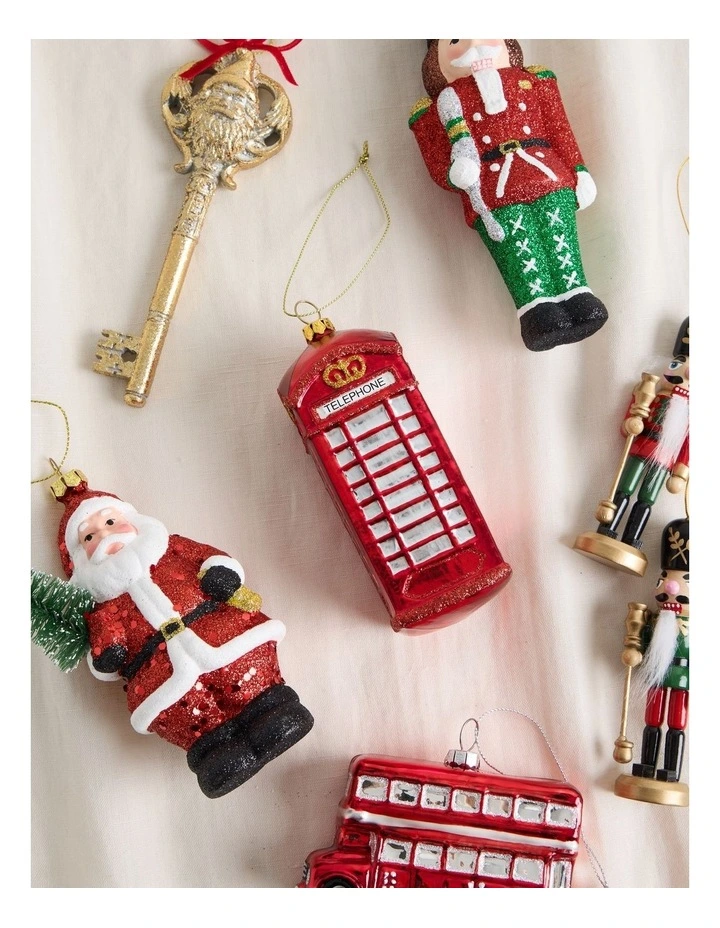 Heirloom Christmas Glass London Telephone Box Ornament 11cm in Red image 3