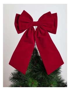 Heirloom Christmas Fabric Bow Tree Topper 30cm in Red