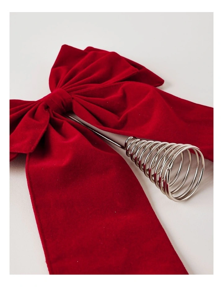 Heirloom Christmas Fabric Bow Tree Topper 30cm in Red image 3