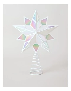 Candyland Christmas Iridescent Star Tree Topper 30cm in White