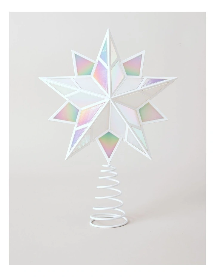 Candyland Christmas Iridescent Star Tree Topper 30cm in White image 1