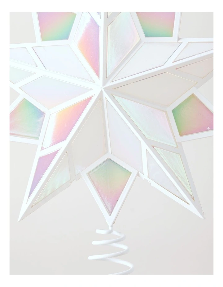 Candyland Christmas Iridescent Star Tree Topper 30cm in White image 2