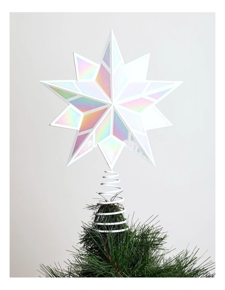 Candyland Christmas Iridescent Star Tree Topper 30cm in White image 4