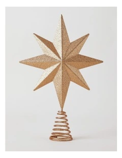 Harvest Christmas Metal Star Tree Topper 30cm in Brown