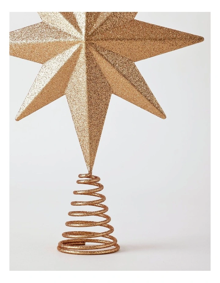 Harvest Christmas Metal Star Tree Topper 30cm in Brown image 2