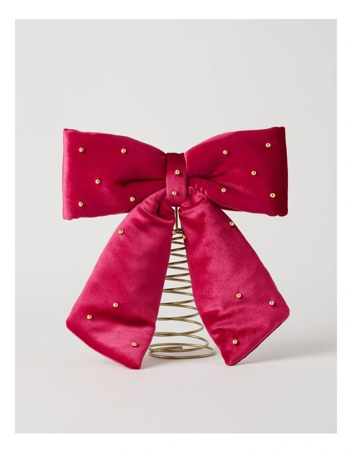 Heirloom Bow Tree Topper with Beads in Red: 25cm image 2