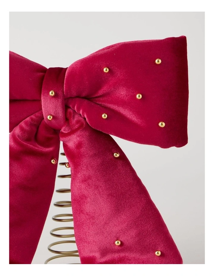Heirloom Bow Tree Topper with Beads in Red: 25cm image 3