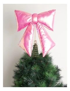 Nostalgia Iridescent Bow Tree Topper in Pink: 38cm