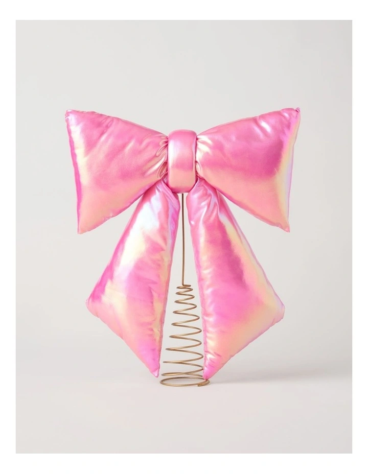 Nostalgia Iridescent Bow Tree Topper in Pink: 38cm image 3