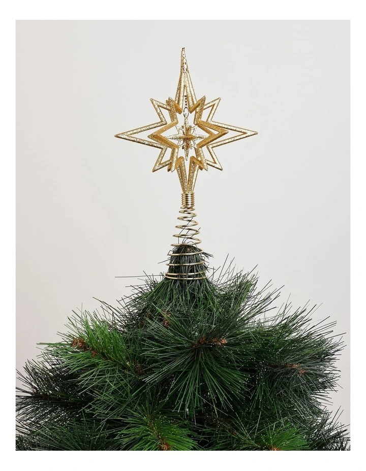 Heirloom Christmas 3D Glitter Gold Star Tree Topper image 1