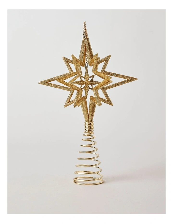Heirloom Christmas 3D Glitter Gold Star Tree Topper image 2