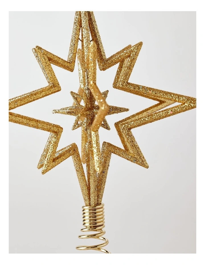 Heirloom Christmas 3D Glitter Gold Star Tree Topper image 3