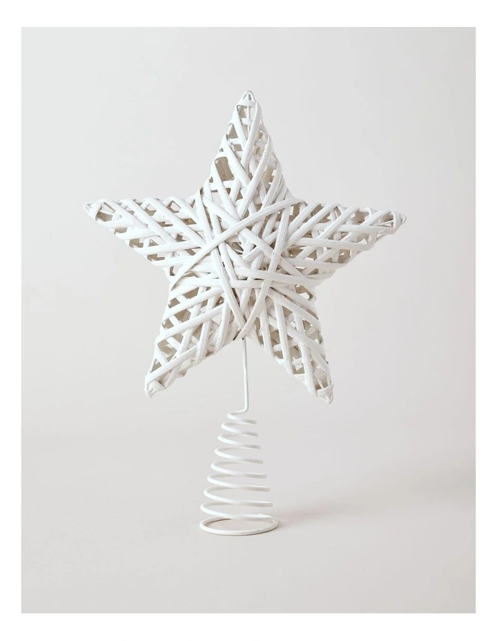 Eucalyptus Christmas White Faux Willow Star Tree-Topper 29cm image 3