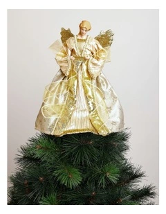 Luxe Christmas Evangeline Fabric Angel Tree TopperWhite/Gold: 32cm