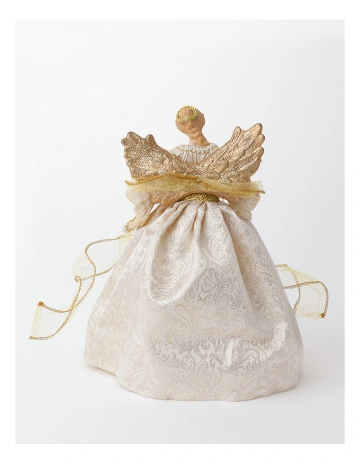 Luxe Christmas Evangeline Fabric Angel Tree TopperWhite/Gold: 32cm image 5