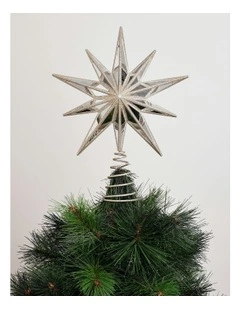 Luxe Christmas Plastic Mirrored Decagram Star Tree TopperChampage: 31cm