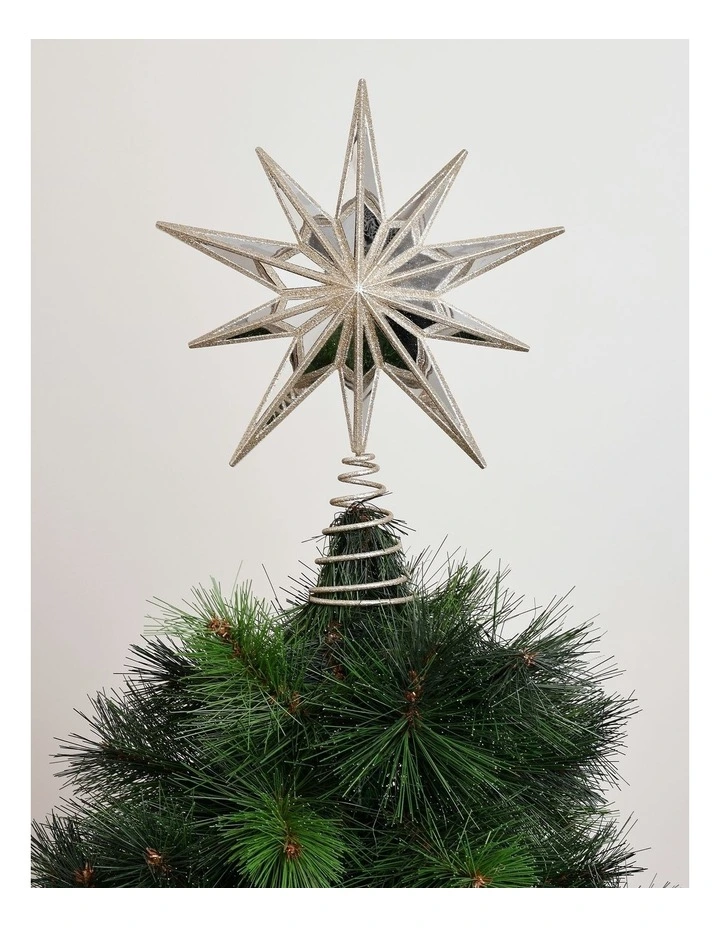 Luxe Christmas Plastic Mirrored Decagram Star Tree TopperChampage: 31cm image 1