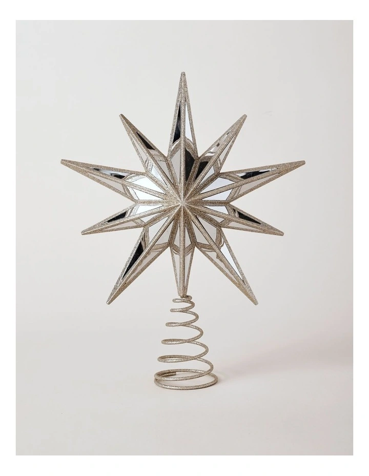 Luxe Christmas Plastic Mirrored Decagram Star Tree TopperChampage: 31cm image 2