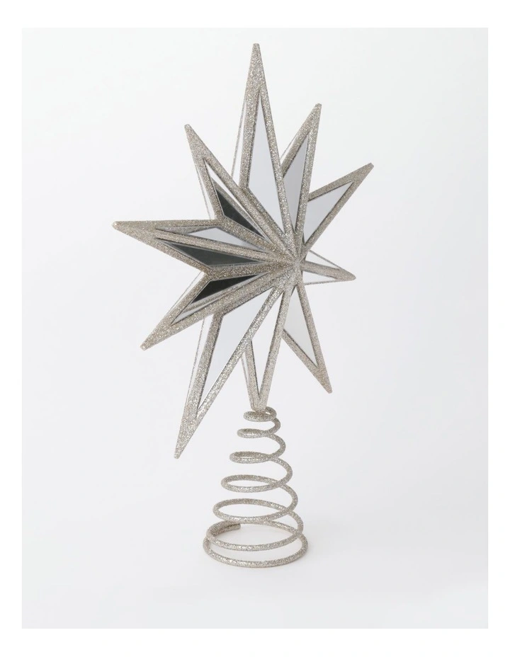 Luxe Christmas Plastic Mirrored Decagram Star Tree TopperChampage: 31cm image 4