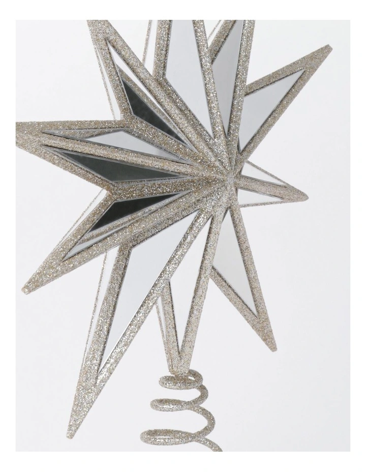 Luxe Christmas Plastic Mirrored Decagram Star Tree TopperChampage: 31cm image 5