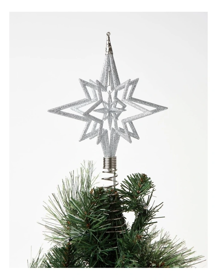 Luxe Christmas 3D Glitter Star Tree Topper in Silver image 4