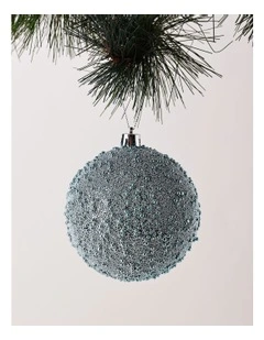 Luxe Christmas Plastic Beaded Bauble 10cm in Blue