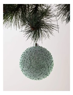 Eucalyptus Christmas Plastic Beaded Bauble 10cm in Green