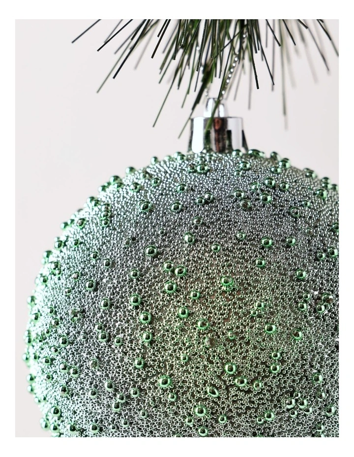 Eucalyptus Christmas Plastic Beaded Bauble 10cm in Green image 2