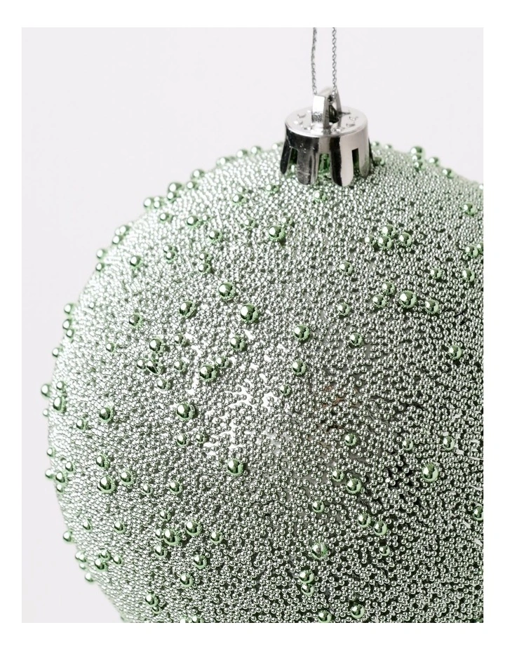 Eucalyptus Christmas Plastic Beaded Bauble 10cm in Green image 4