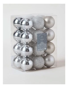 Luxe Christmas 24pk Shatterproof Baubles 5cm in Silver
