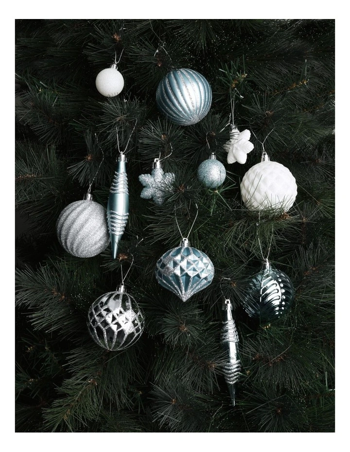 Luxe Christmas 50pk Shatterproof Ornaments 6cm in Mint/Blue image 2