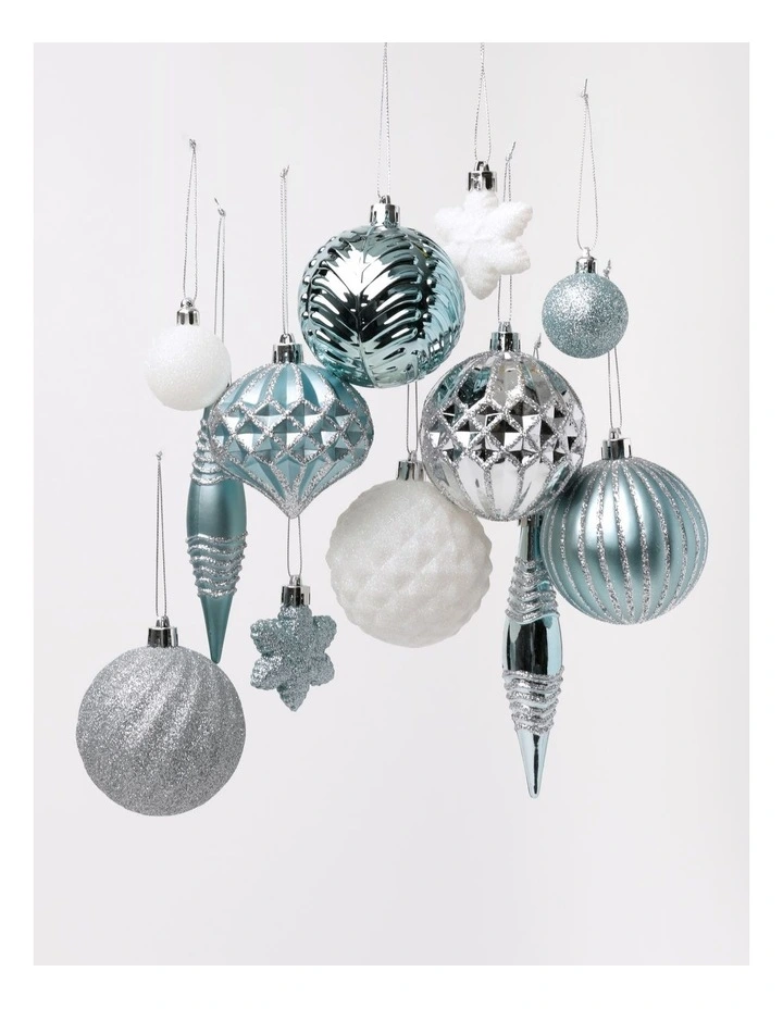 Luxe Christmas 50pk Shatterproof Ornaments 6cm in Mint/Blue image 4