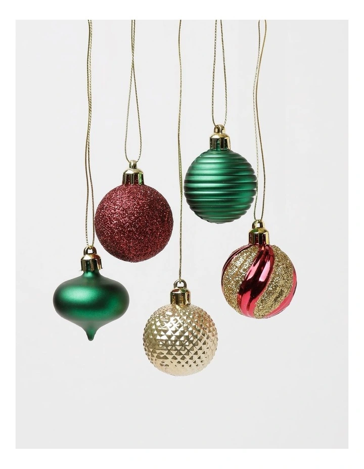 Heirloom Christmas 30pk Shatterproof Baubles 4cm in Red/Green/Gold image 3