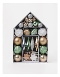 Eucalyptus Christmas 50pk Shatterproof Ornaments in Assorted Colours & Sizes