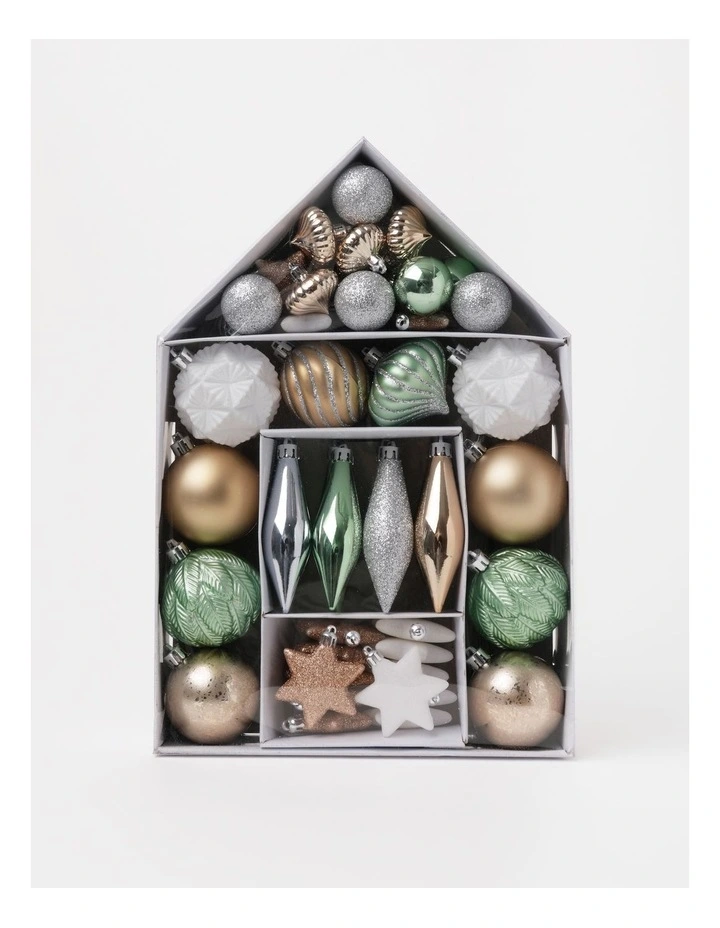 Eucalyptus Christmas 50pk Shatterproof Ornaments in Assorted Colours & Sizes image 1