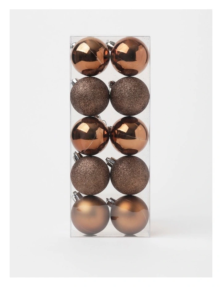 Harvest Christmas 10pk Shatterproof Baubles 6cm in Brown image 1