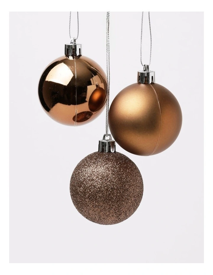 Harvest Christmas 10pk Shatterproof Baubles 6cm in Brown image 3