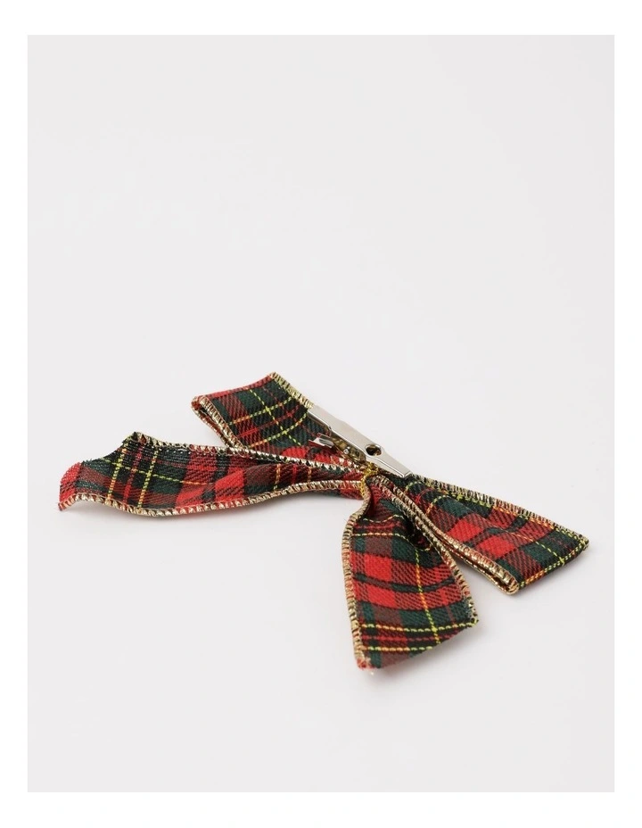 Heirloom Christmas Fabric Set of 4 Tartan Bow Clip 14cm Multi image 4