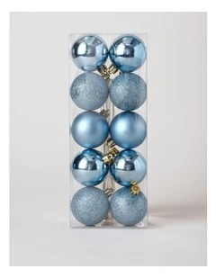 Luxe 10pk Christmas Shatterproof Baubles 6cm in Blue