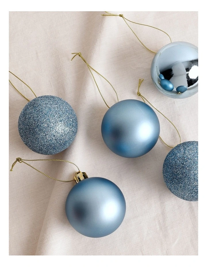 Luxe 10pk Christmas Shatterproof Baubles 6cm in Blue image 3