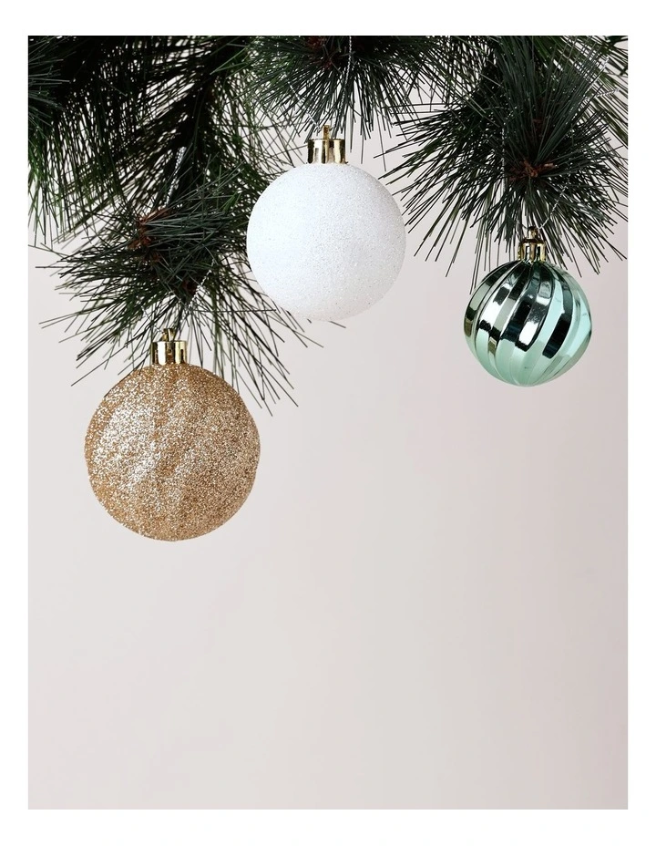 Eucalyptus Christmas 100pk Shatterproof Ornaments in Asst. Colours & Size image 2