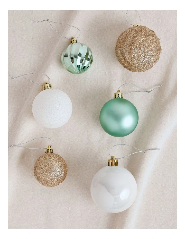 Eucalyptus Christmas 100pk Shatterproof Ornaments in Asst. Colours & Size image 3