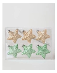 Eucalyptus Christmas 6pk Plastic Stars 8cm in Blue/Gold