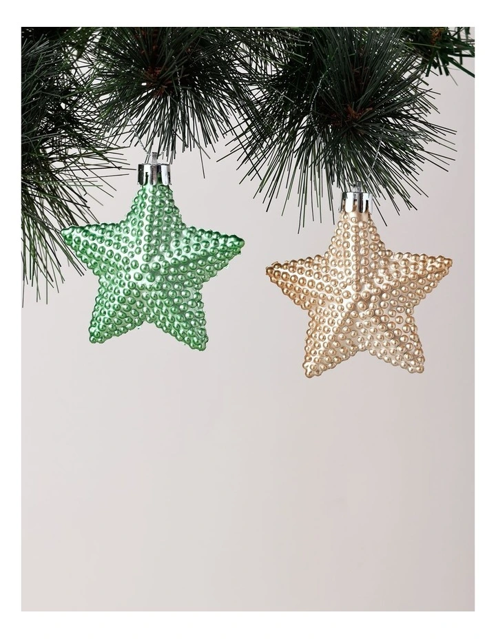 Eucalyptus Christmas 6pk Plastic Stars 8cm in Blue/Gold image 2