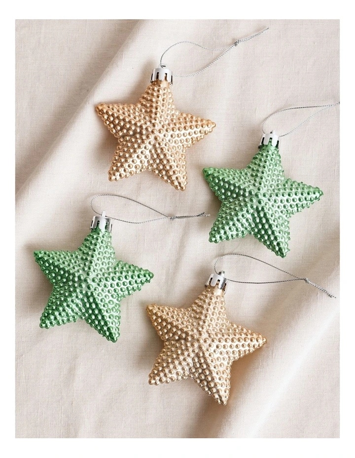 Eucalyptus Christmas 6pk Plastic Stars 8cm in Blue/Gold image 4