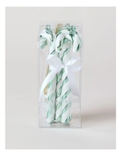 Candyland Christmas 6pk Candy Cane Ornament 13cm in Mint/White